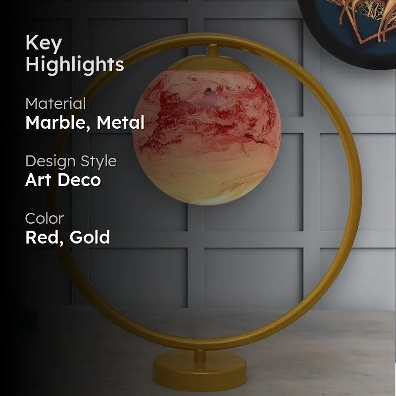 Naomi Marble Table Lamp - Red,Gold media 2