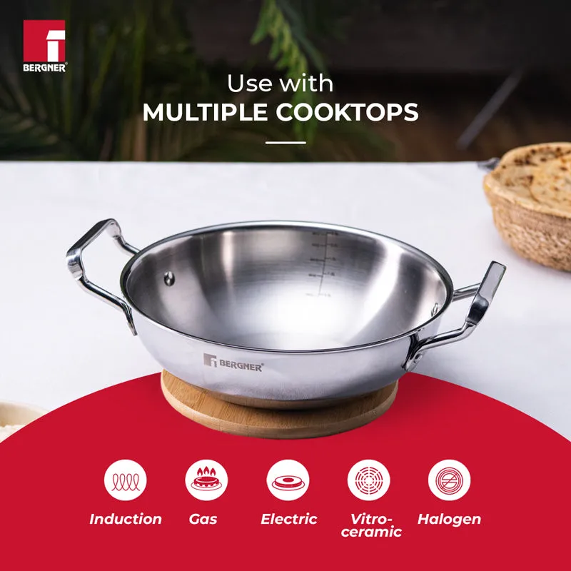 Bergner Induction Safe Deep Kadhai With Lid - 5000 mL media 3