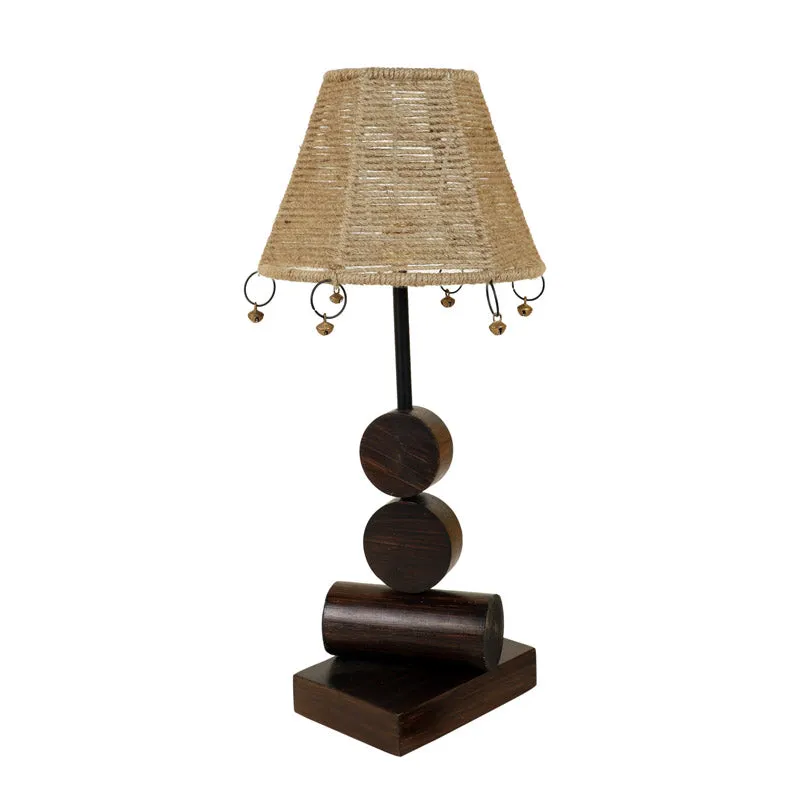 Rajni Wooden & Jute Table Lamp - Brown,Beige media 4