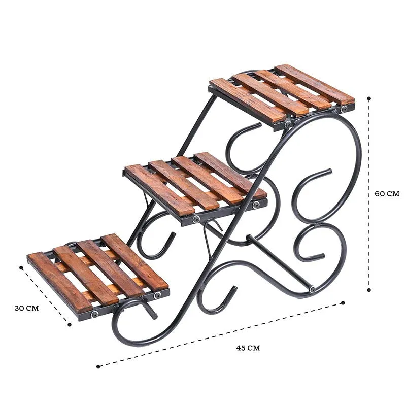 Bramble Perch Three Tier Metal Plant Stand - Black & Brown media 9