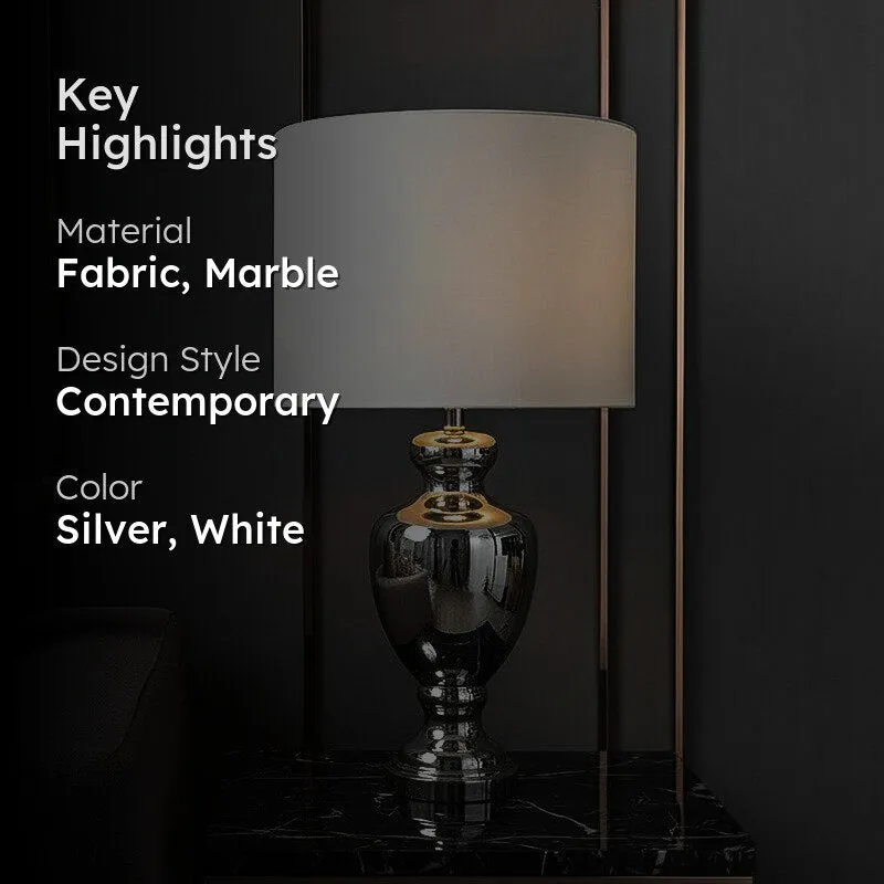 AarviDecor Harrington Classic Fabric Table Lamp - Silver media 2