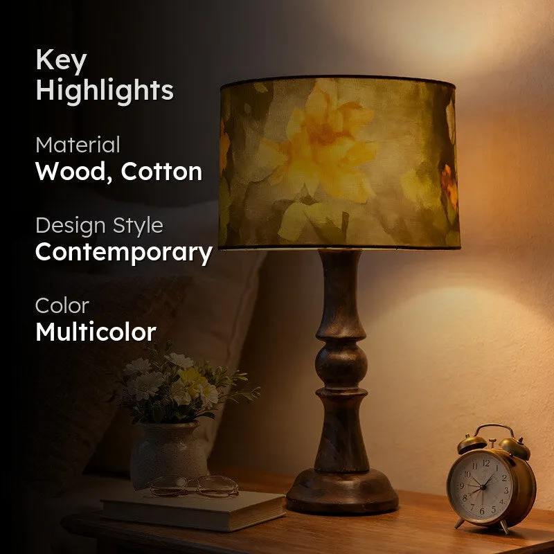 FloralBloom Wooden Table Lamp media 2
