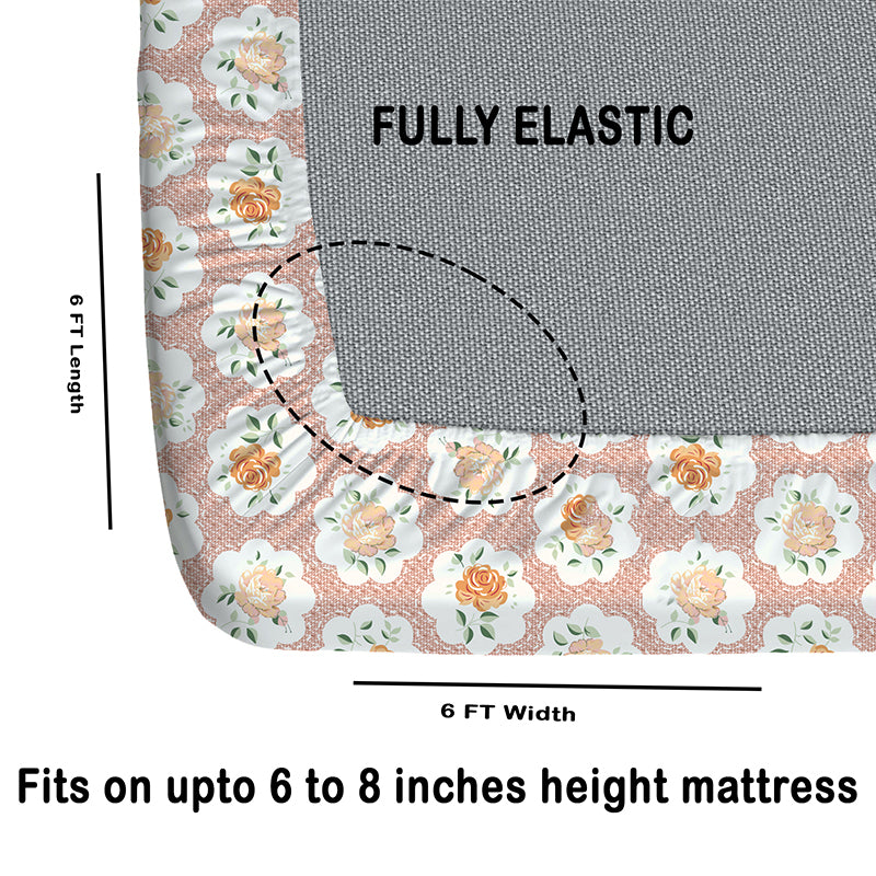 Belinda II Fitted Microfiber Microfiber Bedsheet (Orange) - 150 GSM media 6