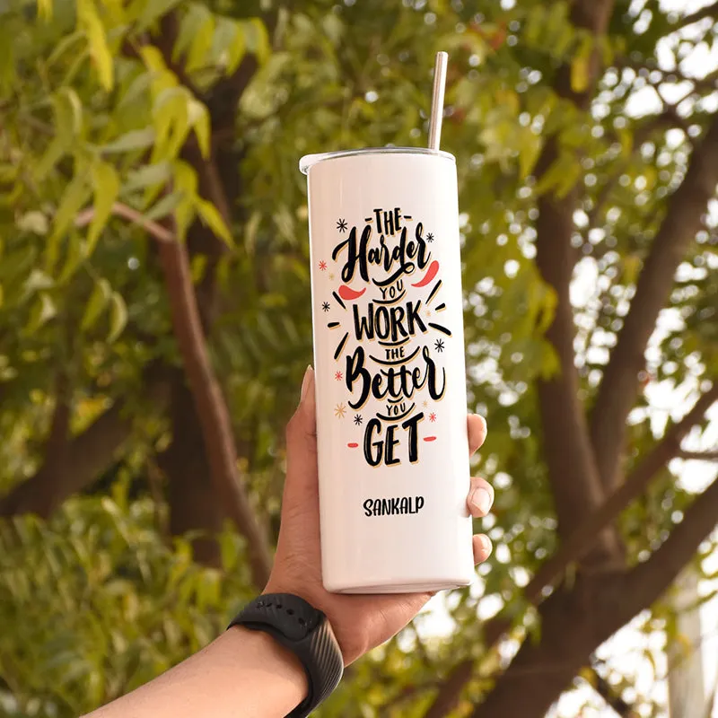 Work Hard Steel Tumbler With Lid & Straw - 490 mL media 3
