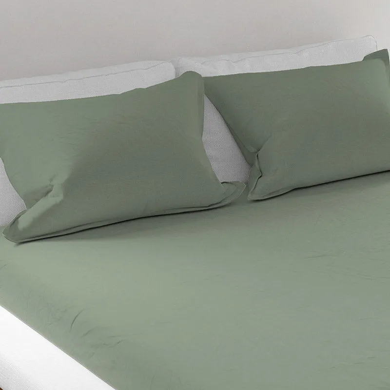 Solid Comfort Percale Solid Cotton Bedsheet (Fern Green) - 200 TC media 3