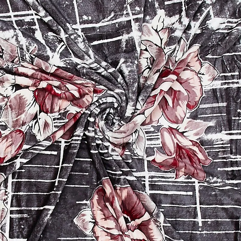 Monte Carlo Artnyx Floral Print Polyester Blanket (Brown) - 350 GSM media 6