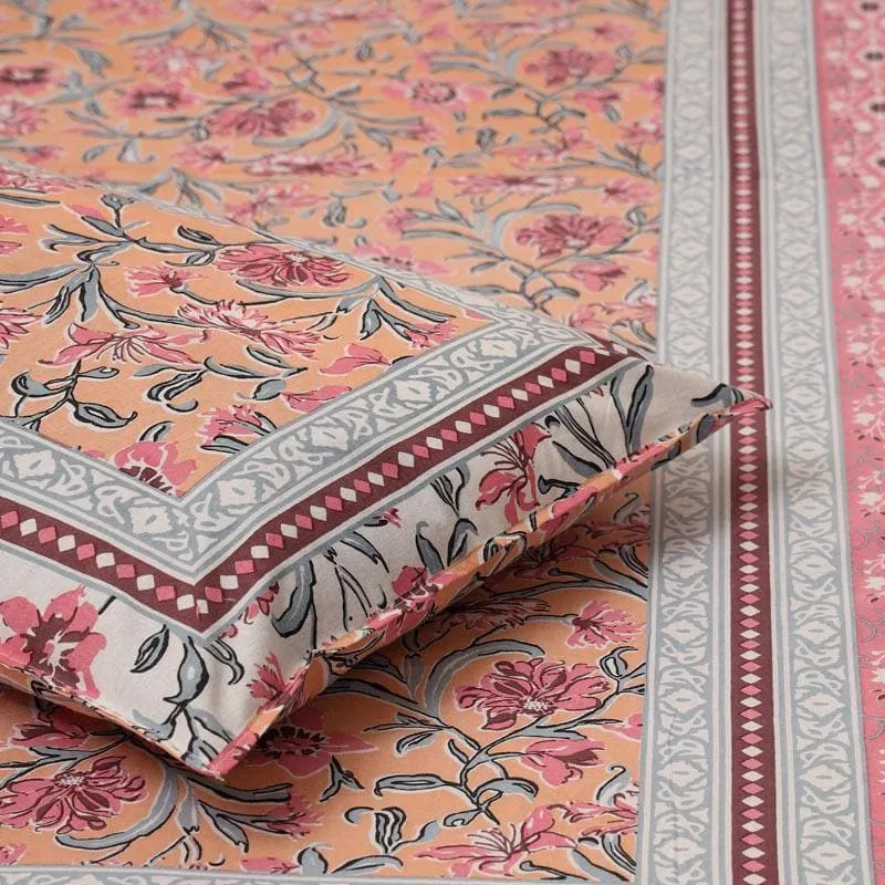 Nazakat Jaipuri Cotton Bedsheet (Baby Pink) - 144 TC media 4