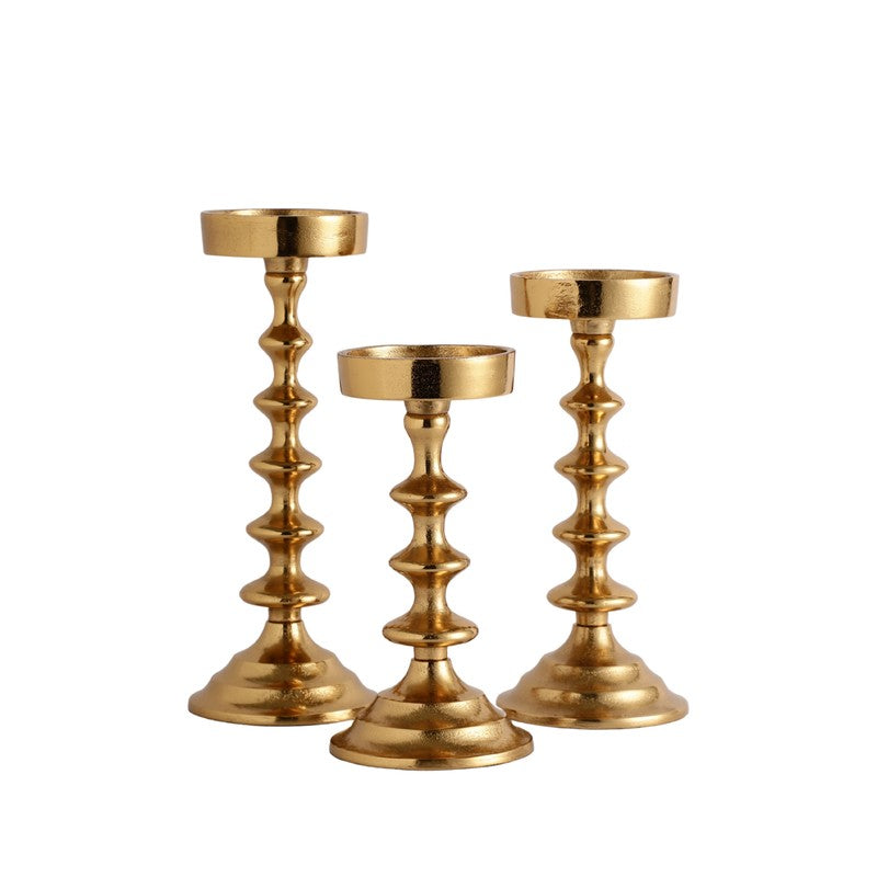 Gloya Candle Hiolder (Gold)- Set of Three media 4