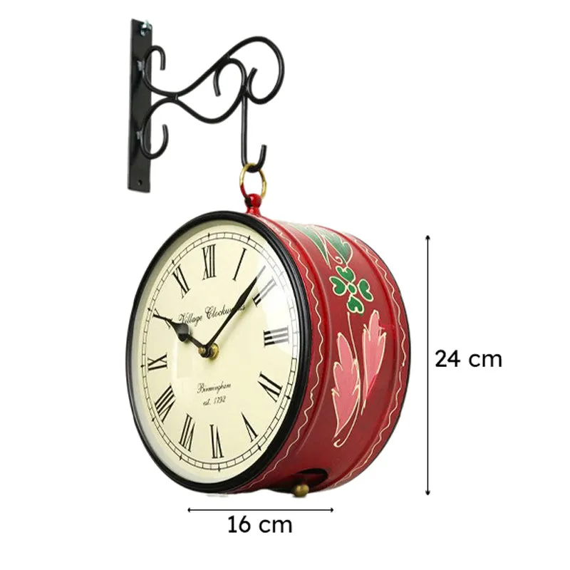 Ruby Reverie Hand-Painted Iron Wall Clock media 7