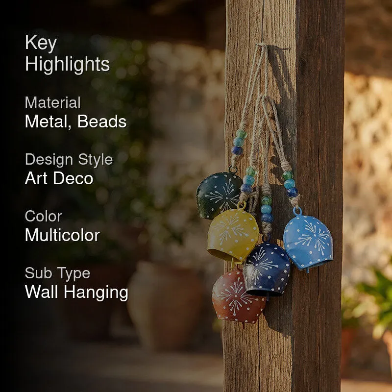 Festive Hue Metal Cowbell Windchime - Set of Five media 2