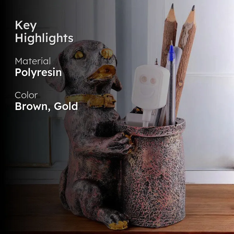 Pen Pal Puppy Painted Polyresin Pen Stand - Copper media 2