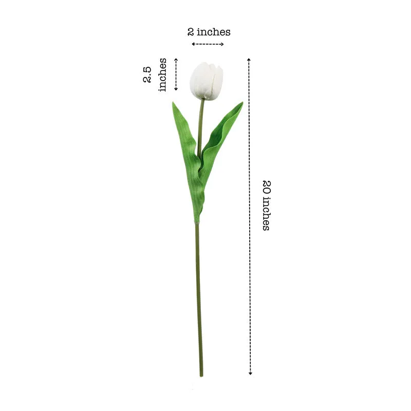 Artificial white tulip flower showing approximate size and shape