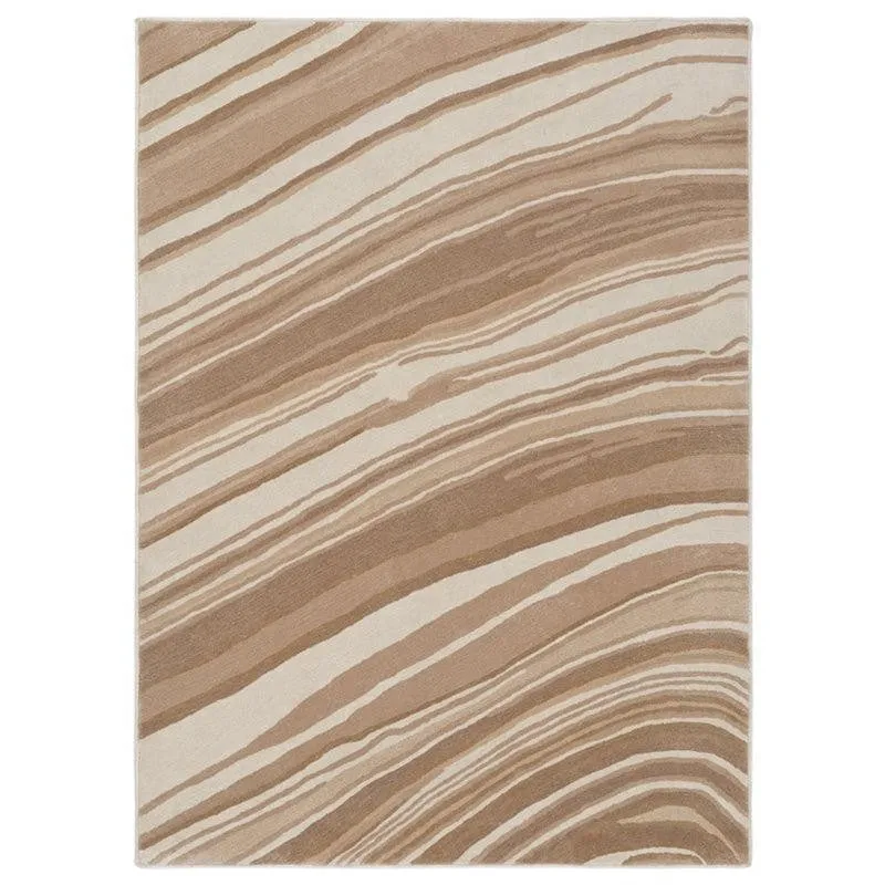 Thoth Hand Tufted Abstract Wool & Nylon Carpet - Beige media 1