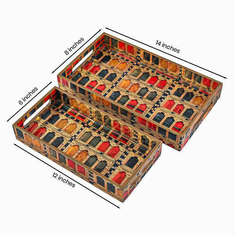 Rasdhara Wood Serving Tray (Medium & Small) - Set Of Two media 8
