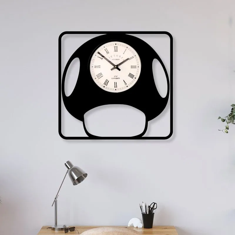 Toonora Steel Analog Wall Clock - Black media 1