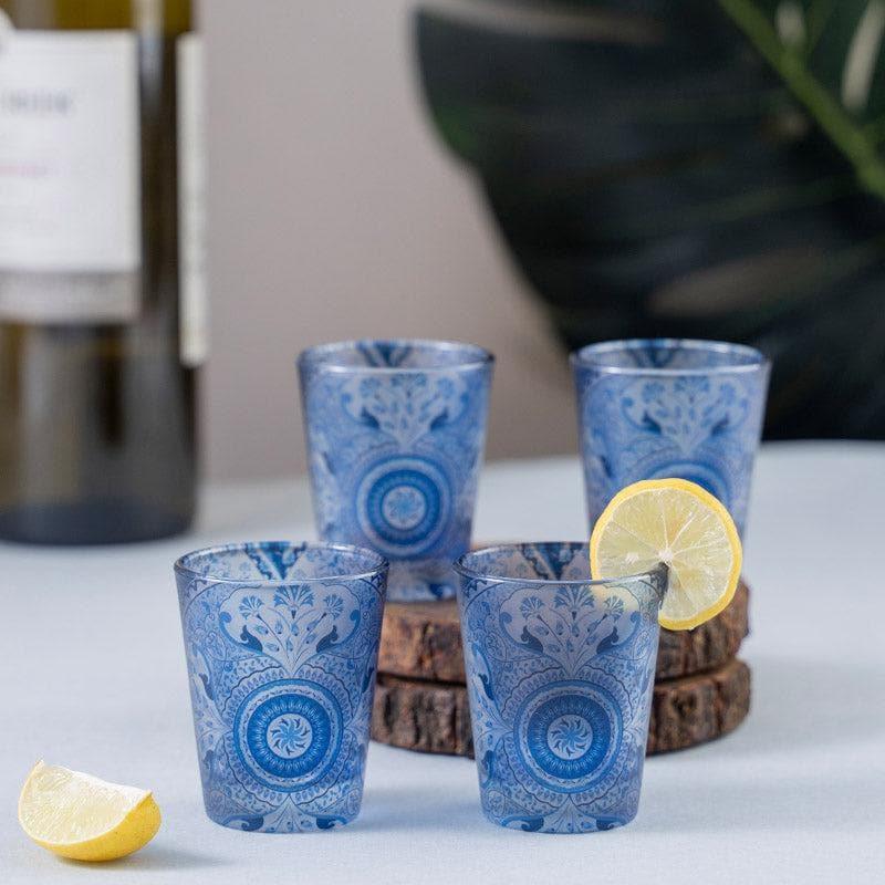 Turkish Tale Frosted Shot Glass (Blue) (30 ml) - Set Of Four
