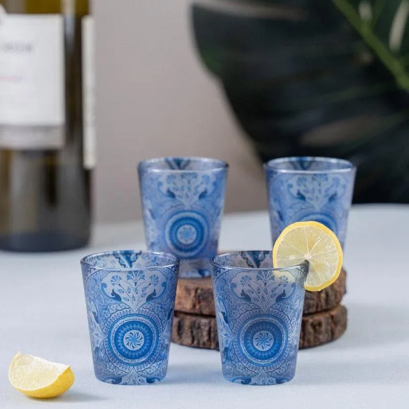 Turkish Tale Frosted Shot Glass (Blue) (30 ml) - Set Of Four media 1
