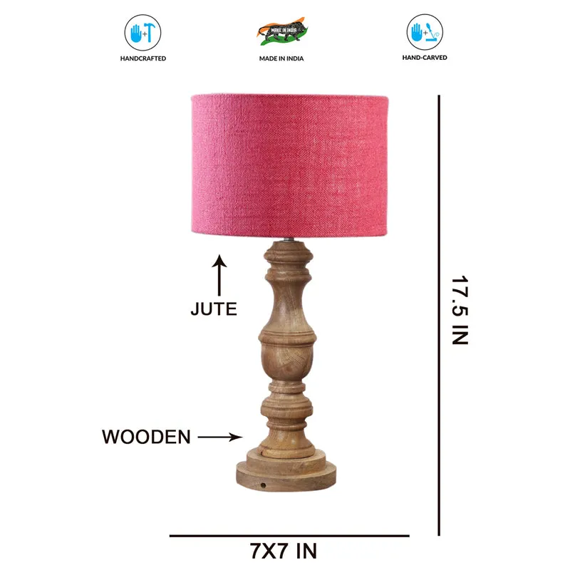 Sienna I Carve Wooden Table Lamp - Pink,Brown media 7