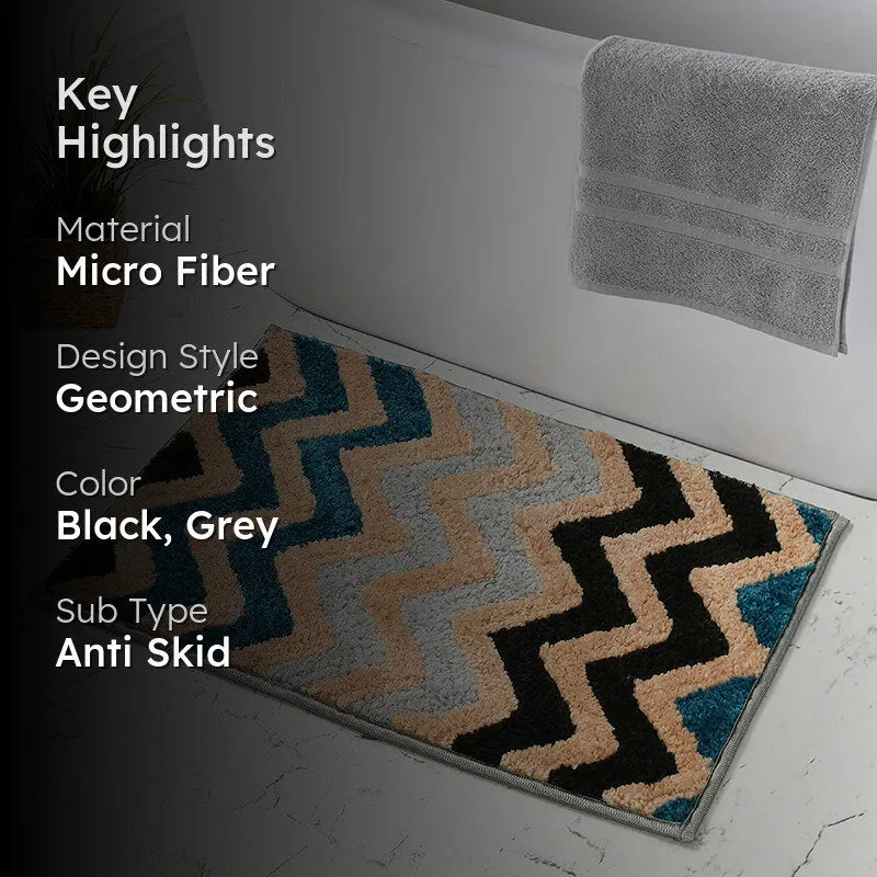 Striava Microfiber Bath Mat - Beige & Black media 2