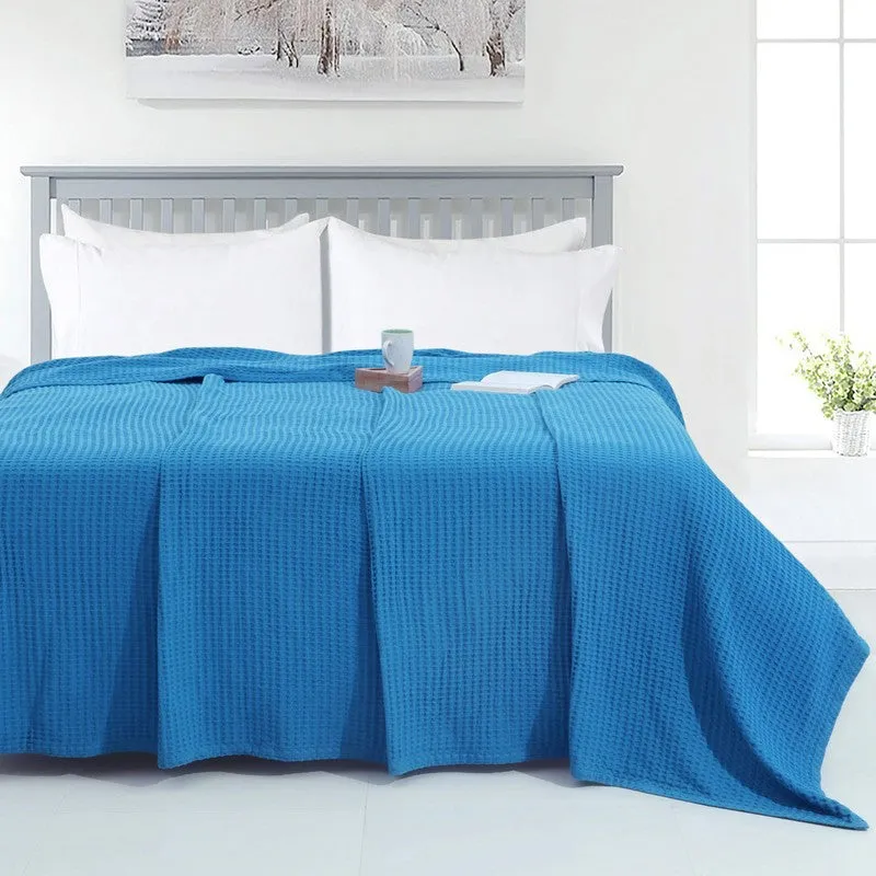Axitra Wafel Weave Cotton Blanket - Blue media 1