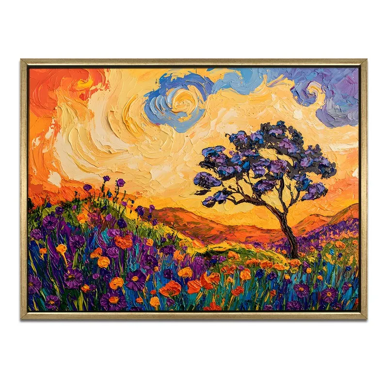 Saffron Sunset Canvas Wall Painting With Frame media 3