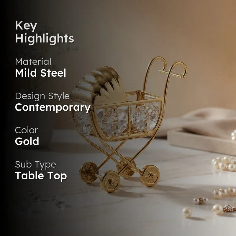 Golden Luxe Trolly 24K Gold Plated Mild Steel Showpiece media 2