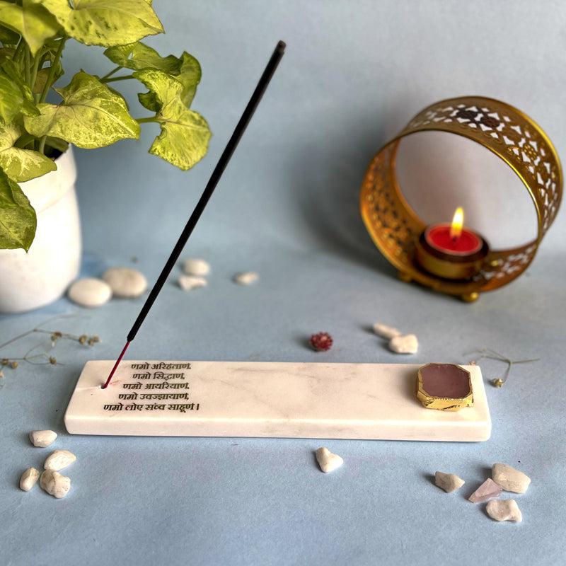 Namokar Incense Holder With Rose Quatrz Plating - Pink