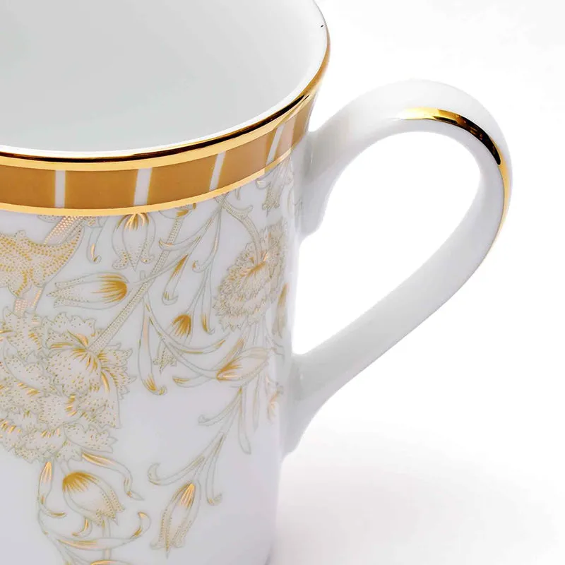 Gilded Iris Classic 24k Gold Brushed Porcelain Coffee Mug (300 mL Each/Gold) - Set Of Six media 5