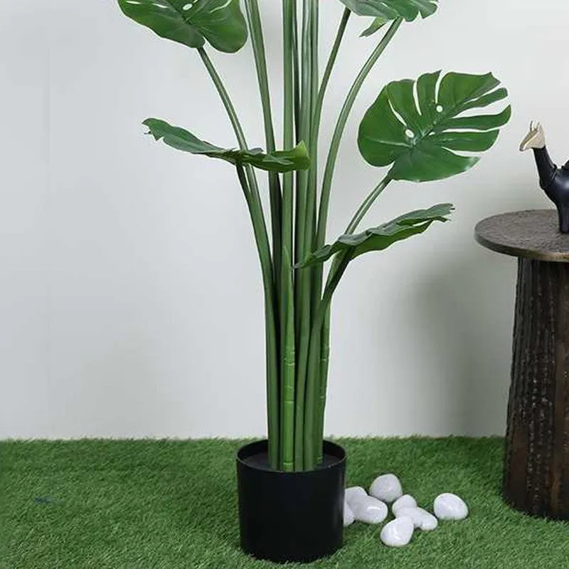 Artificial Split Philo Plant With Black Fiber Pot - 4.9 Feet media 4