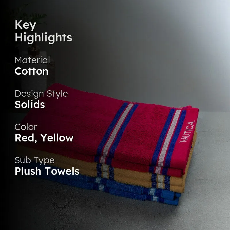 Nautica Dove Dual Down Cotton Hand Towel (Brown,Red & Blue) - Set Of Six media 2