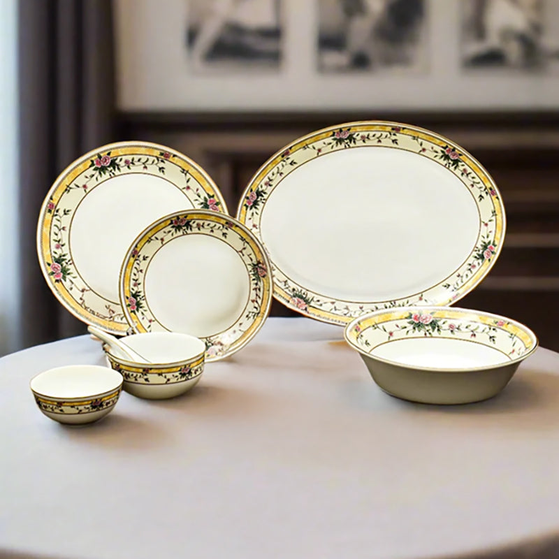 Yesenia 24k Gold Brushed Porcelain Dinner Set - 33 Piece Set media 4