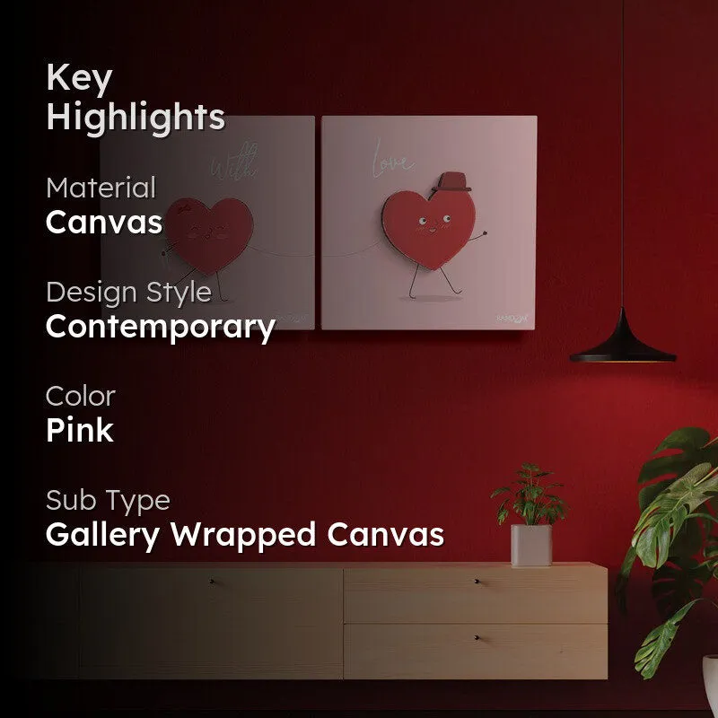With Love 3D Plaque Canvas Wall Art - Set Of Two media 2