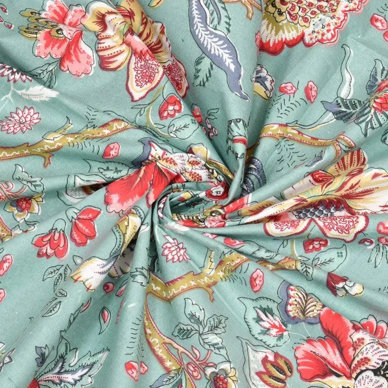 Mivaana Floral Curtain - Sea Green media 5