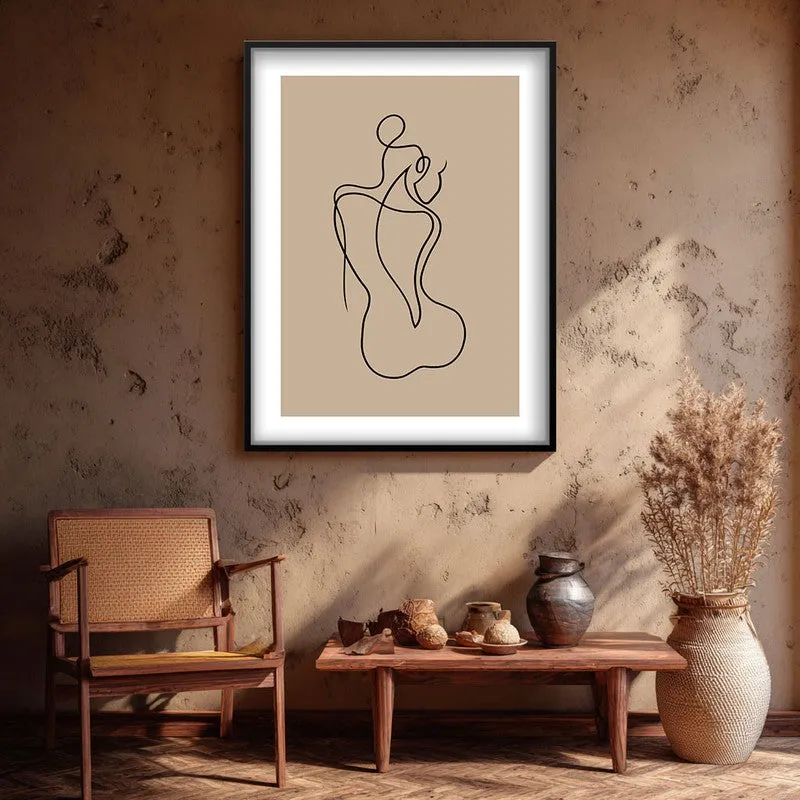 Vellum Nude Canvas Wall Painting With Black Frame media 3