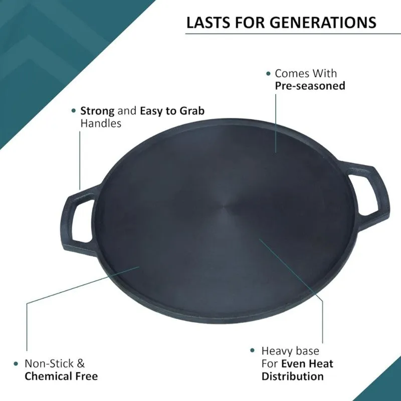 TawaCraft Flat Cast Iron Cooking Dosa Tawa - 31 cm media 4