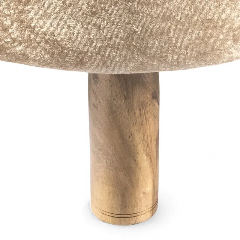 Overix Acacia Wooden Ottomans - Beige media 5