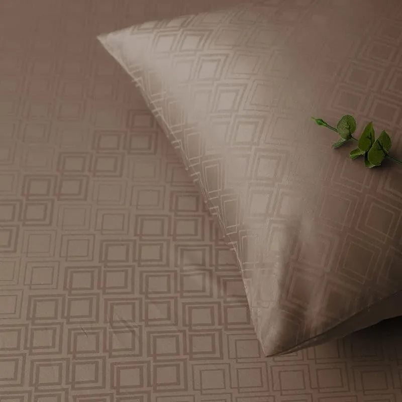 Meander Geometric Cotton Bedsheet (Beige) - 300 TC media 6