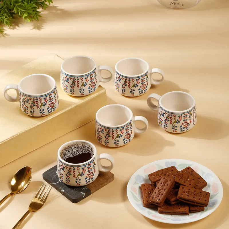 Blossom Ceramic,Stoneware Tea Cup (120 mL Each) - Set Of Six media 1