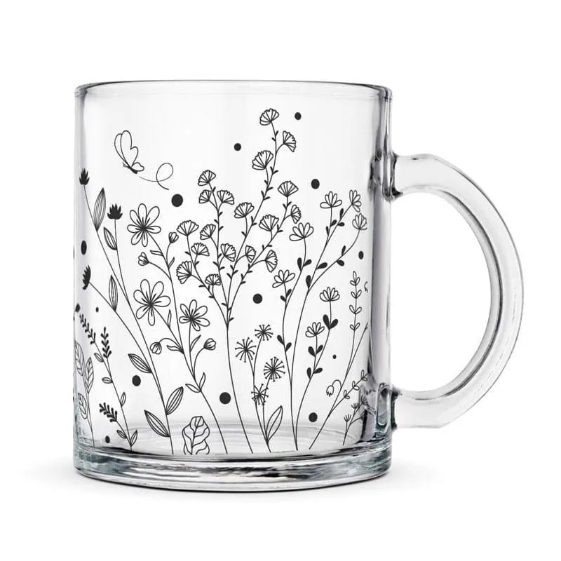 Floral Glass Coffee Mug (330 mL) media 3