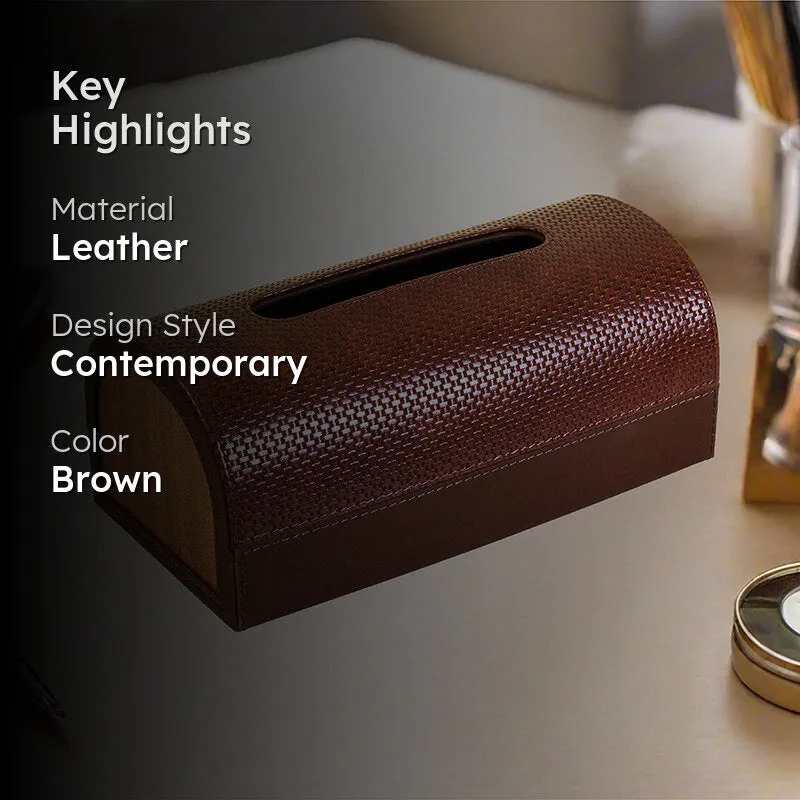 Tishue Faux Leather Tissue Box - Brown media 2
