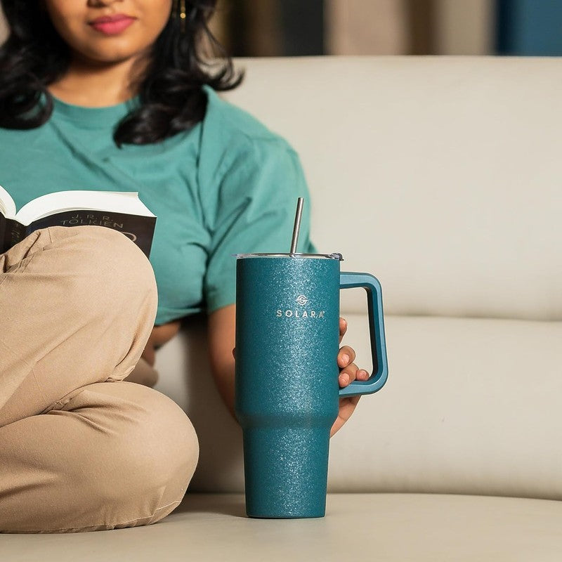 Solara Urban Chill Stainless Steel Tumbler (1200 ML) - Dark Green media 5
