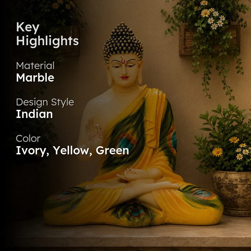 Moksha Aura Buddha Marble Idol - Yellow media 2