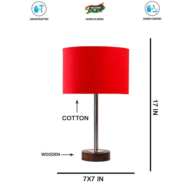 Cotin I Rodin Wooden Table Lamp - Red,Silver,Brown media 7