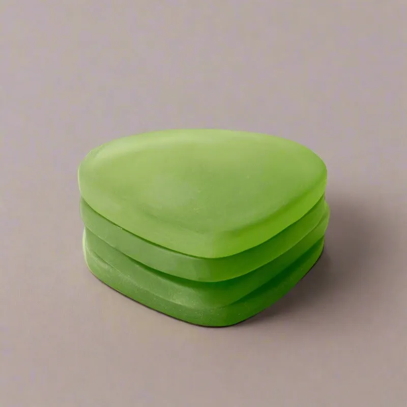 Glossy Pebble Glass Coaster (Green) - Set Of Four media 1