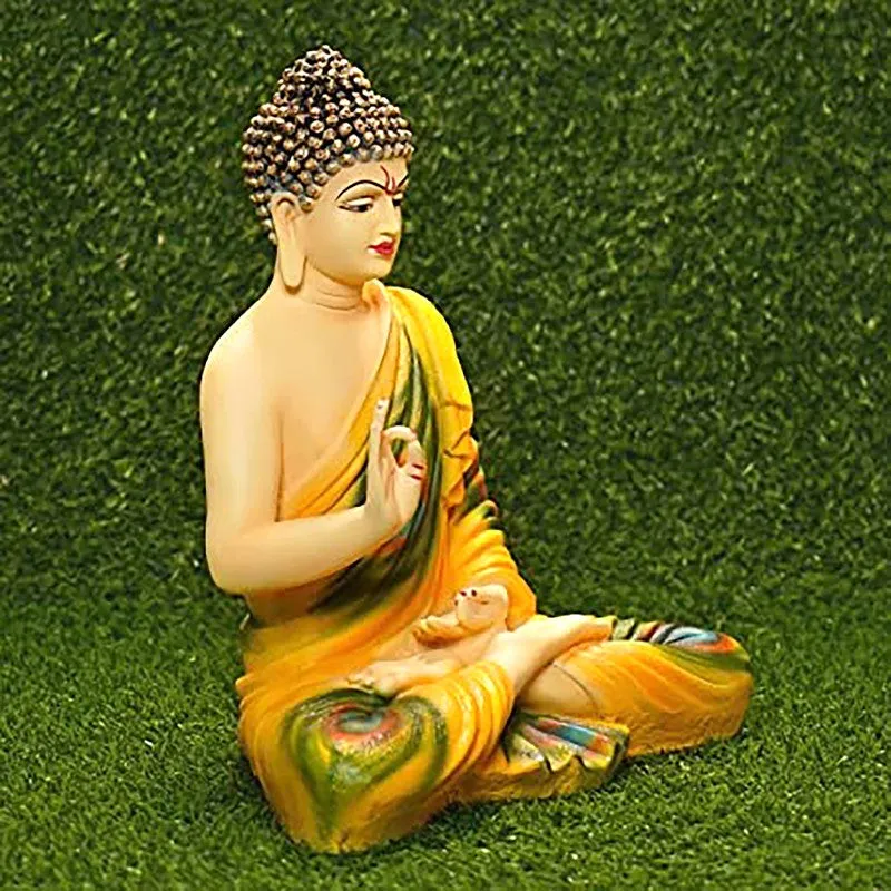 Moksha Aura Buddha Marble Idol - Yellow media 3