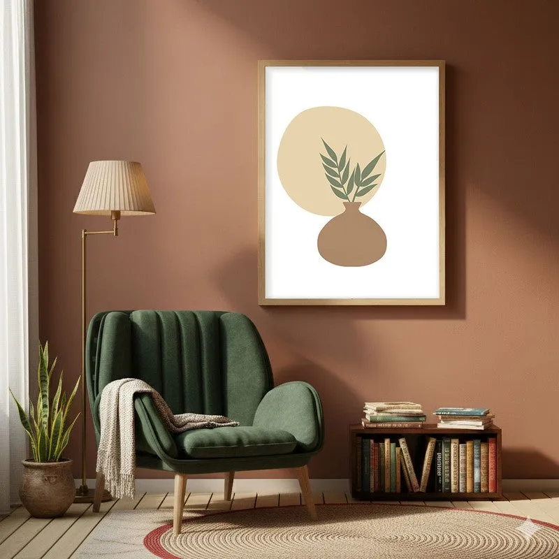 Sage Pot Canvas Wall Painting With Brown Frame media 3