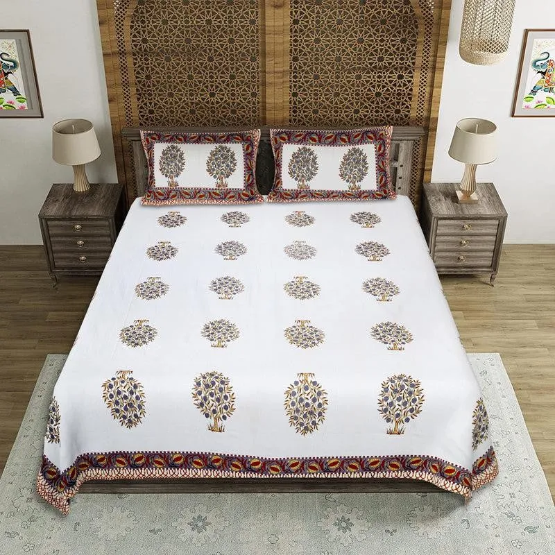 Chatur Floral Cotton Bedsheet (Red) - 144 TC media 1