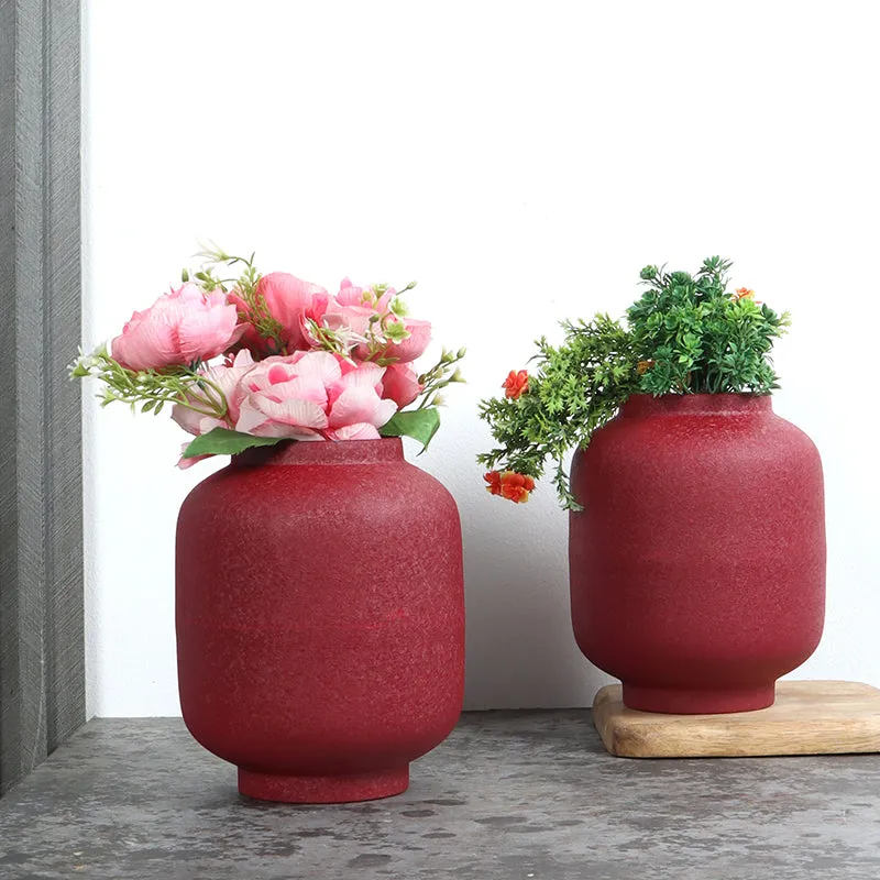 Laure Iron Vase (Red) - Set Of Two media 1