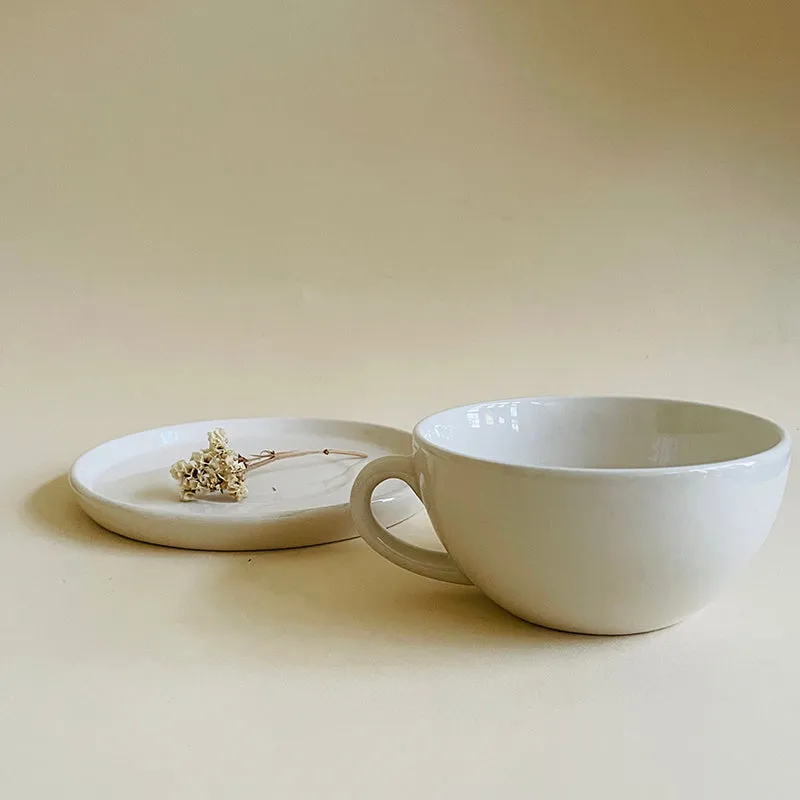 Blush & Brew Ceramic Cup & Saucer (White/320 mL Each) - Set of Six media 4