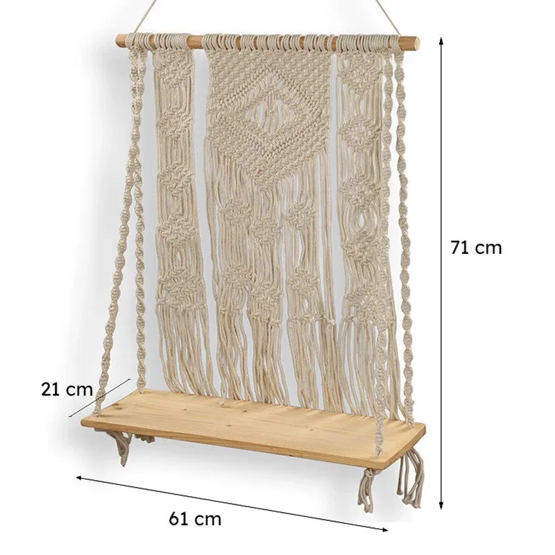 Knot Weave Macrame Wall Shelf media 6